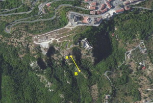 FIGURA 1 _ Foto aerea con ubicazione ponte tibetano di Laviano